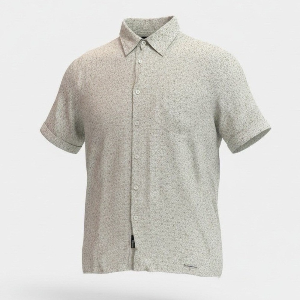 Murano Luxury Silk Geometric Print Button Up Shirt Men XL Resort Lightweight
